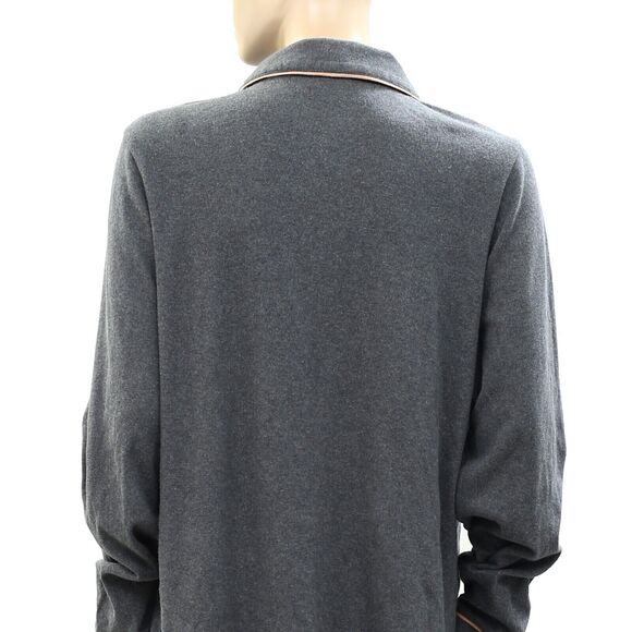 Faherty Solid Buttondown Shirt Tunic Top Collared Gray Long Sleeve M New 263602 - Picture 5 of 5